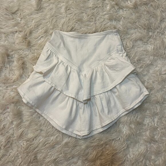 Mother The Ruffle Denim White Mini Skirt 26 or 2 - Picture 1 of 8